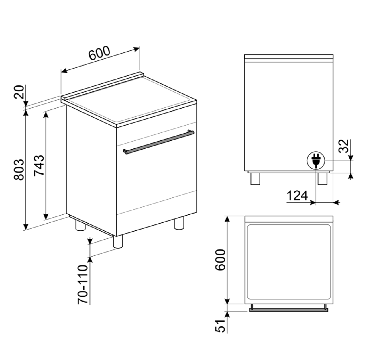 SMEG C6IPWHM2 cuisinière avec taque à induction - 60cm