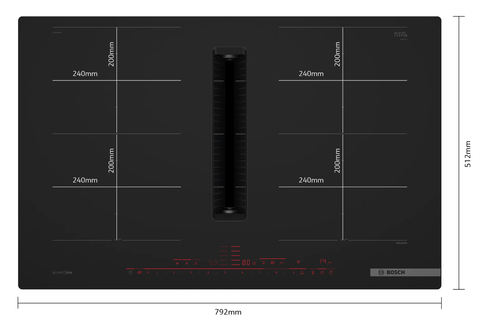BOSCH PXX82BD56E Serie 8 table de cuisson avec hotte integrée - 80cm