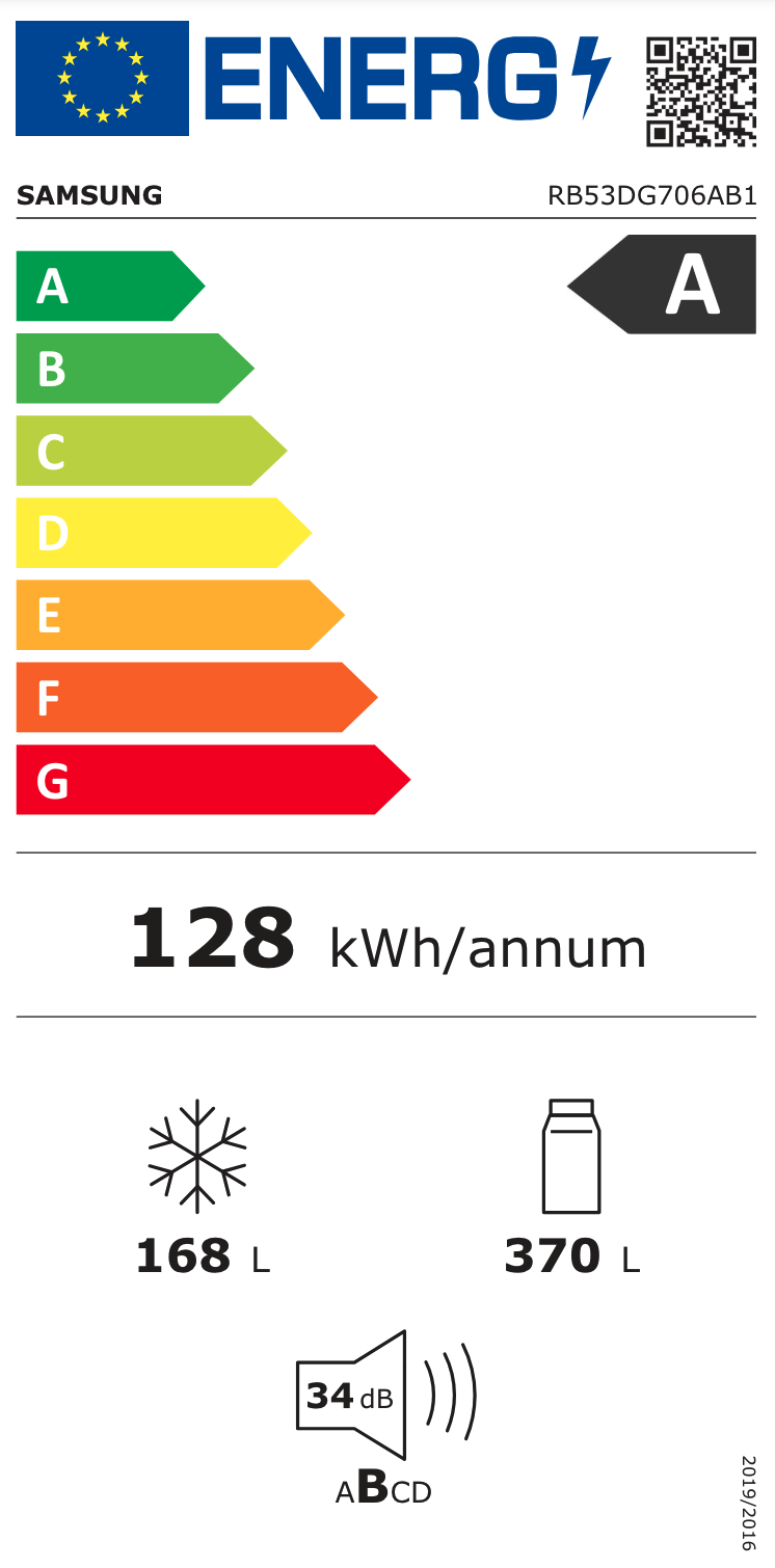 SAMSUNG RB53DG706AB1EF combiné réfrigérateur-congélateur - 203cm