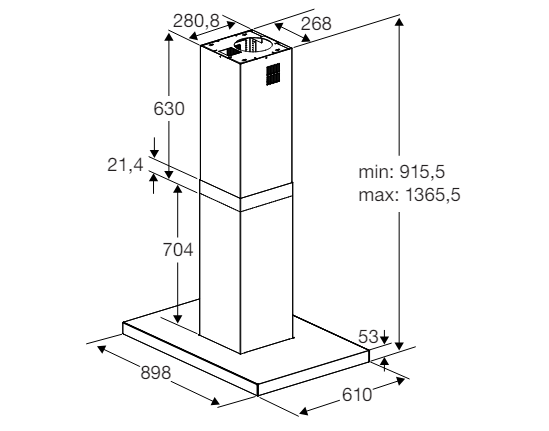 BEKO BHCI98841BBHSI hotte îlot - 90cm