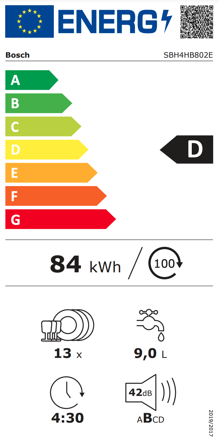 BOSCH SBH4HB802E Serie 4 lave-vaisselle entièrement intégrable
