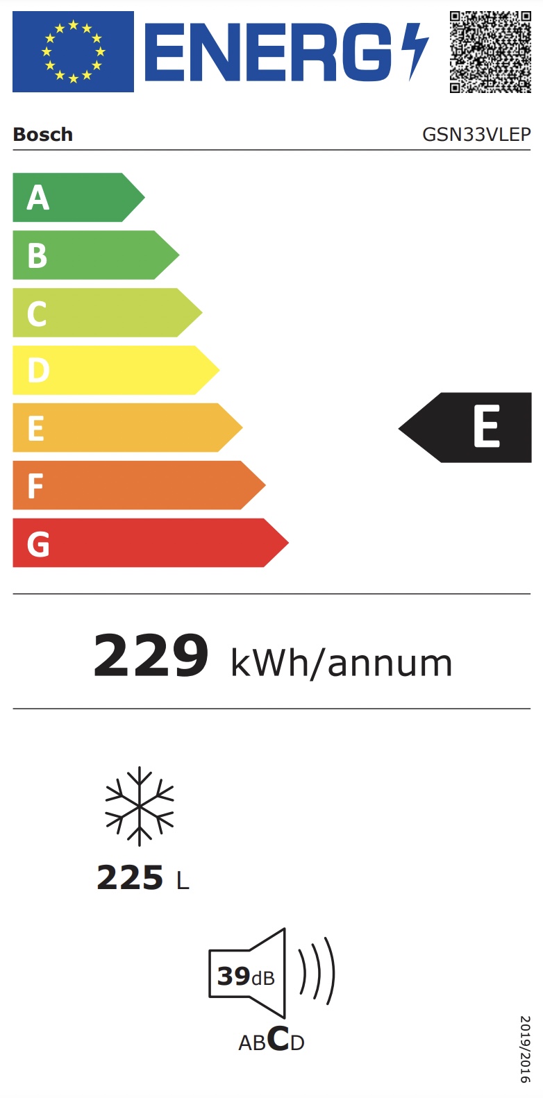 BOSCH GSN33VLEP SERIE 4 congélateur pose-libre - 176cm