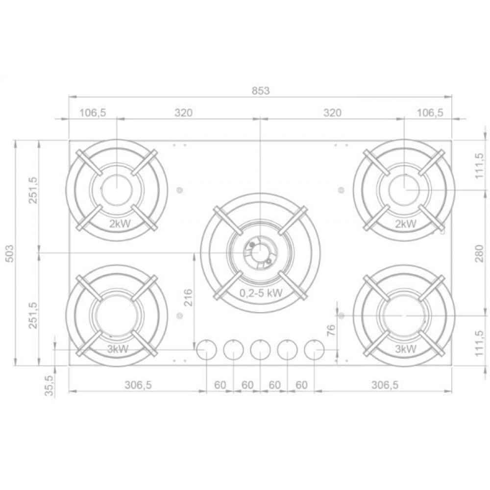 NOVY 56016 table de cuisson au gaz - domino