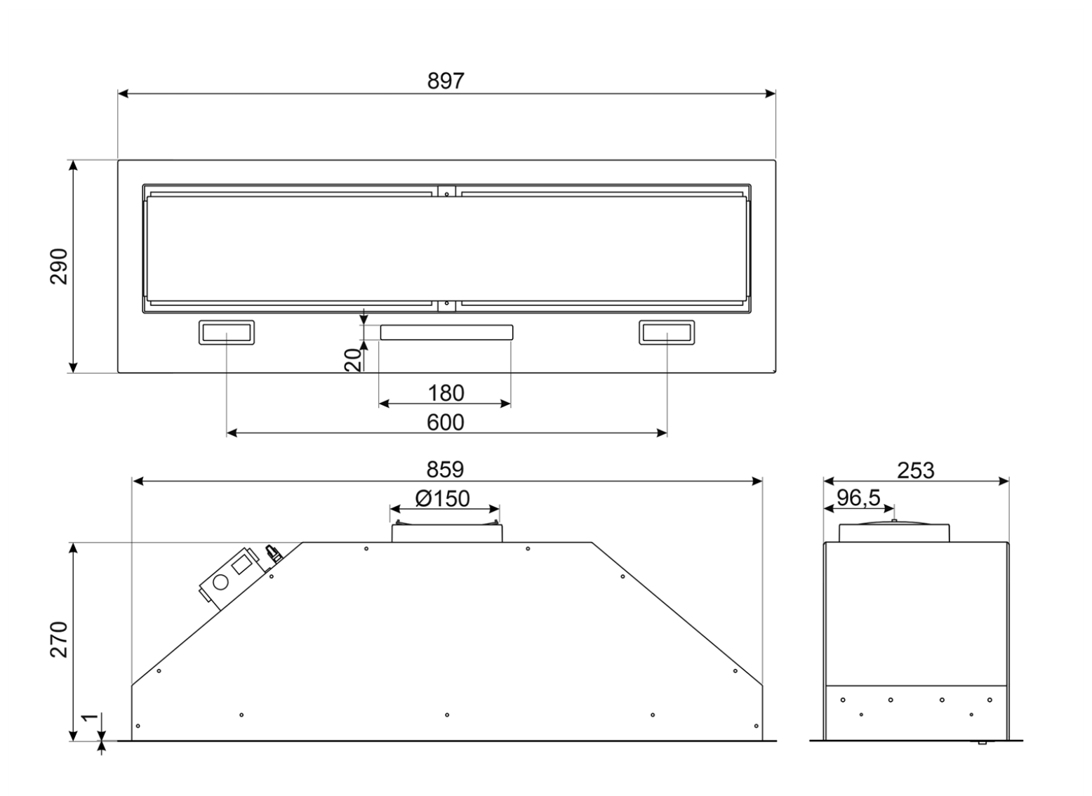 SMEG KSG9P4X hotte intégré - 90cm