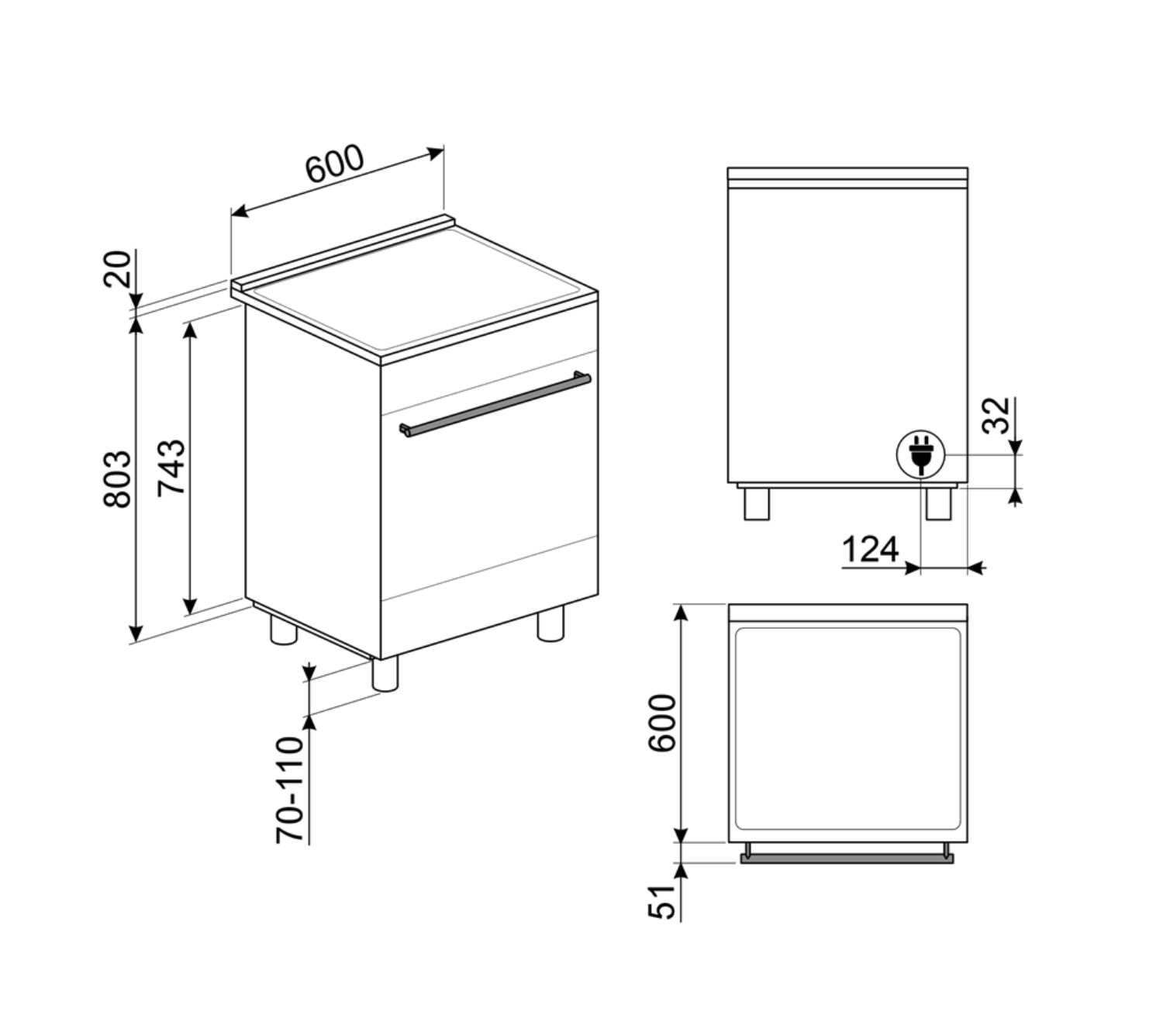 SMEG C6IPMBM2 cuisinière avec taque à induction - 60cm