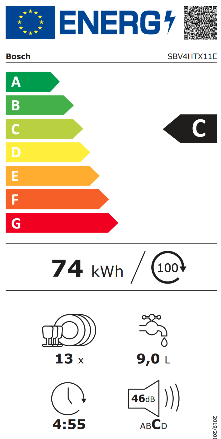 BOSCH SBV4HTX11E lave-vaisselle entièrement intégrable