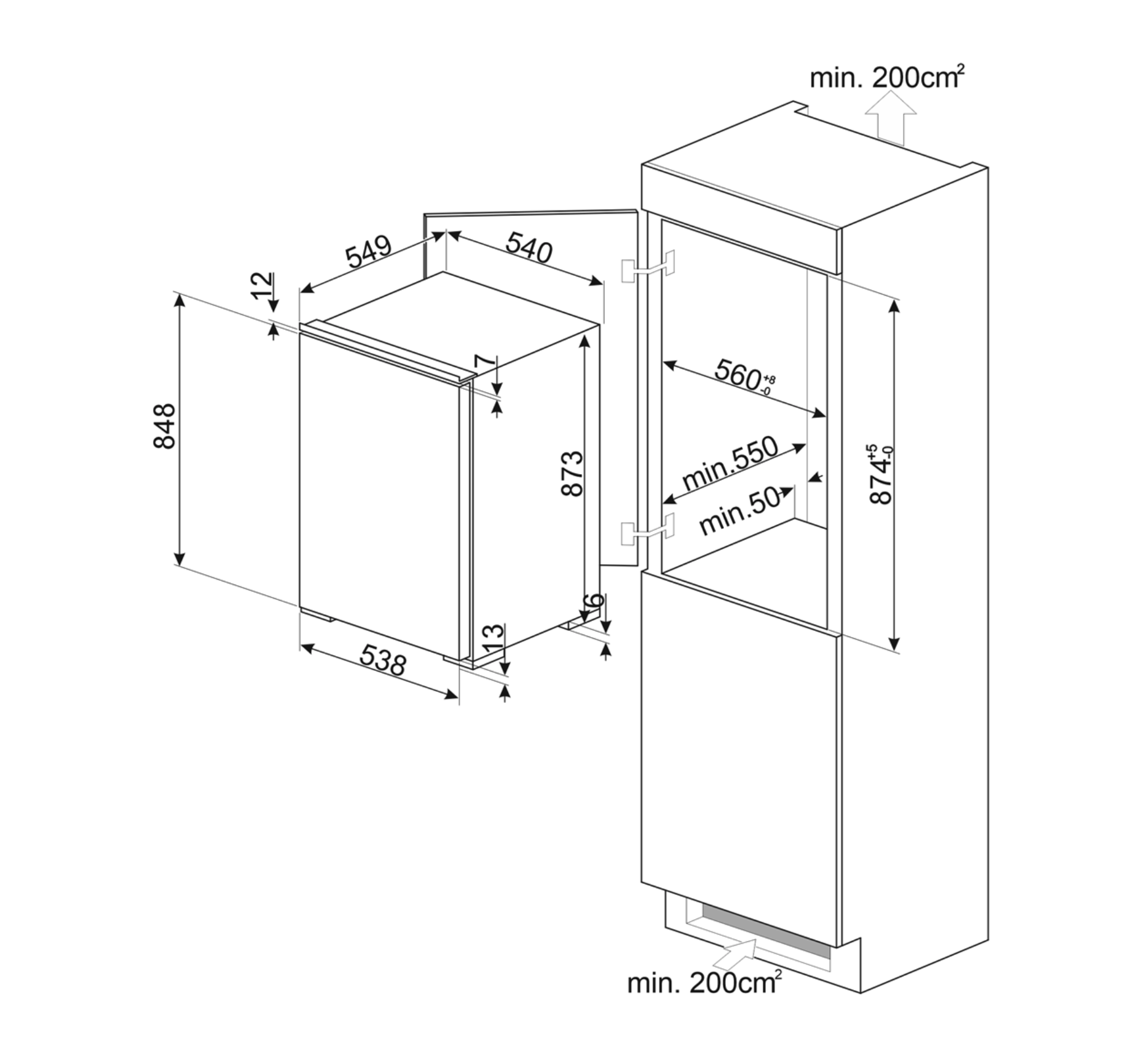 SMEG S4F094E congélateur encastrable - 88cm