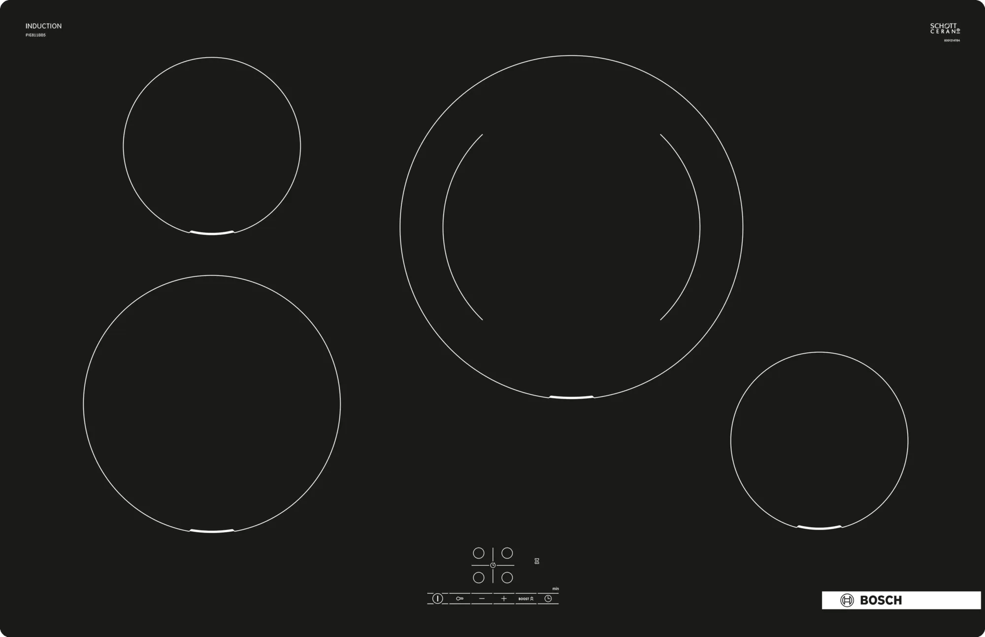 BOSCH PIE811BB5E SERIE 2 table de cuisson à induction - 80cm