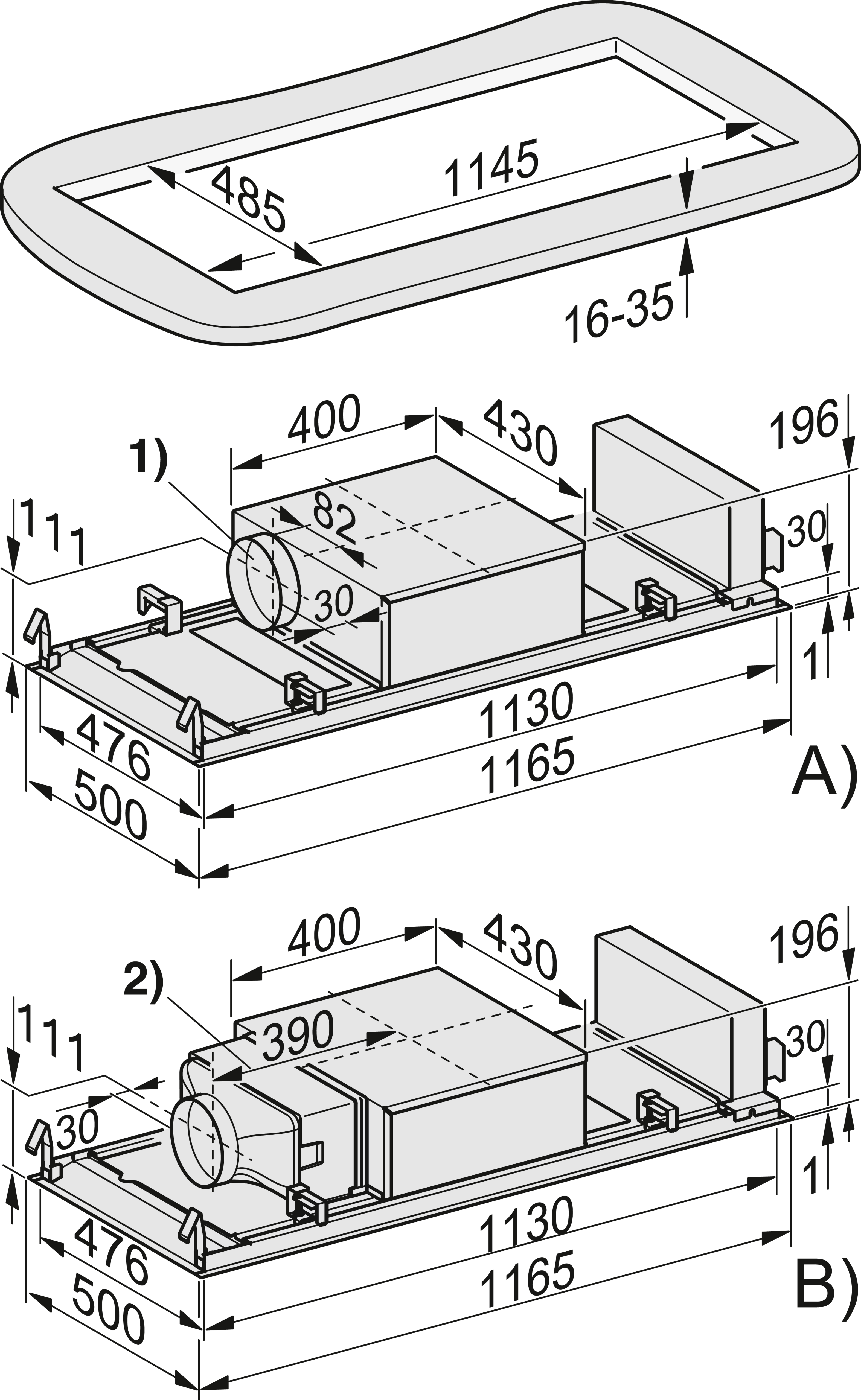 MIELE DAC4240EDST hotte plafonnier - 115cm