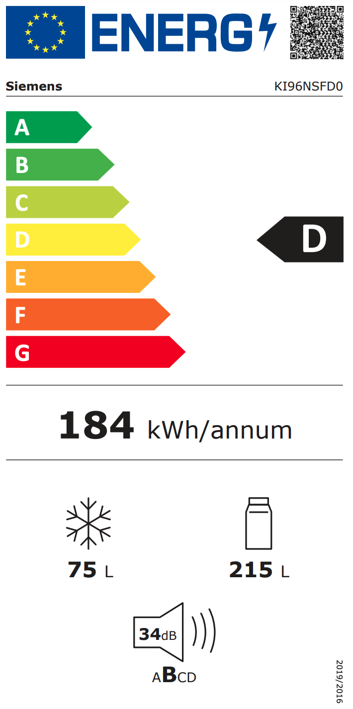 SIEMENS KI96NSFD0 IQ300 combiné réfrigérateur-congélateur - 194cm