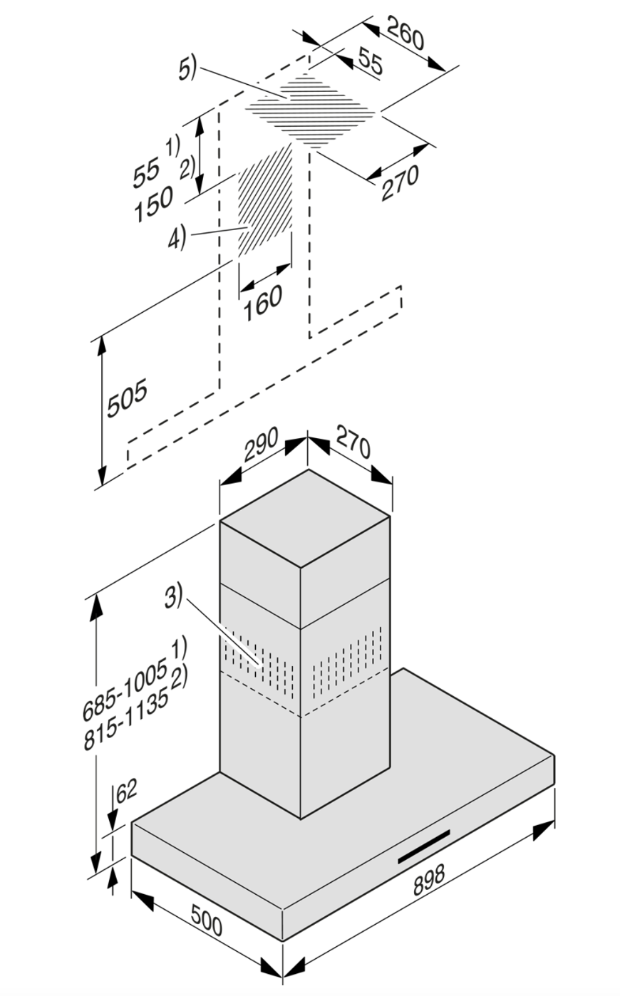 MIELE DA4298W hotte décorative - 90cm