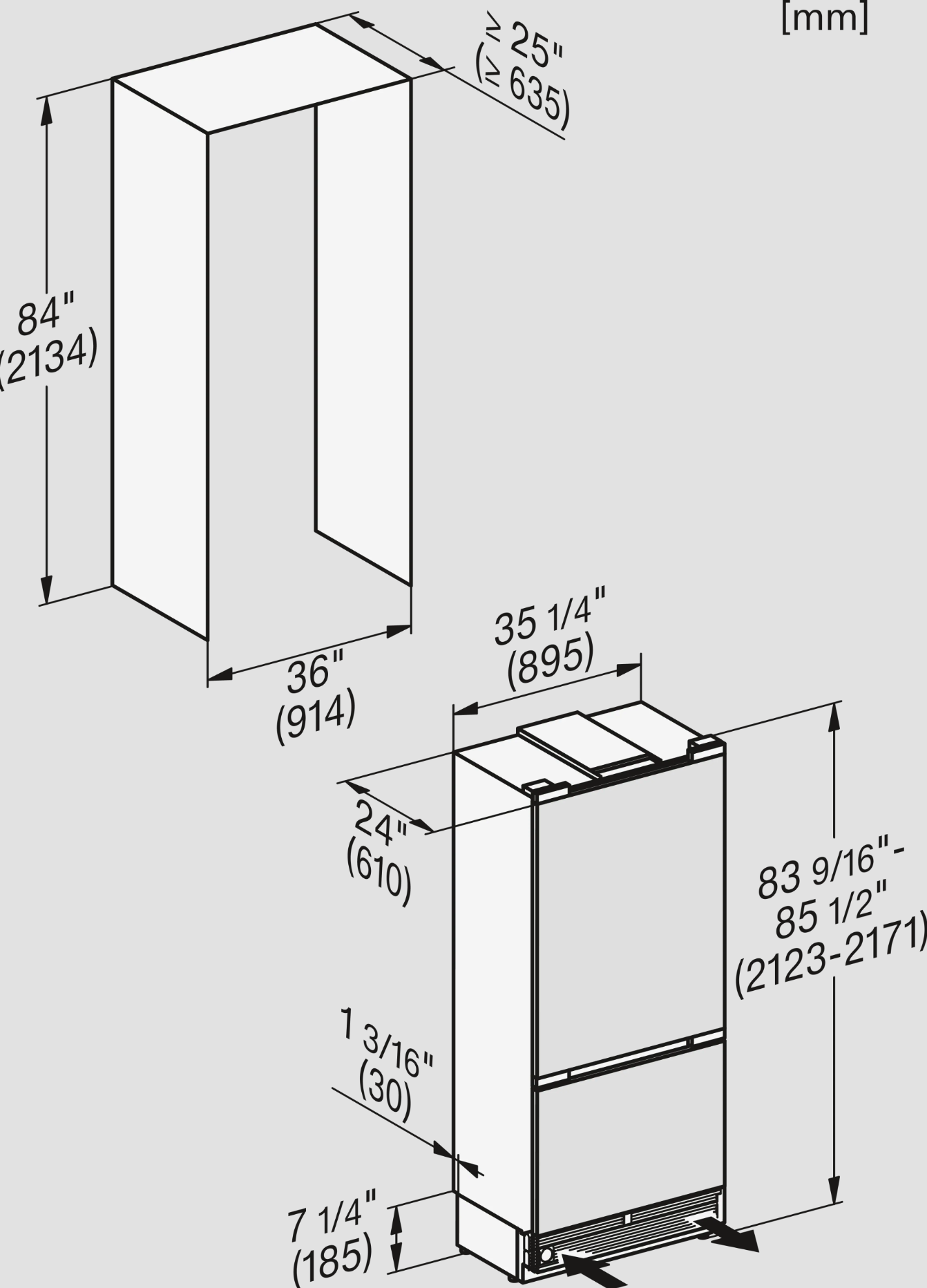 MIELE KFMC3844L combiné réfrigérateur-congélateur - 213cm