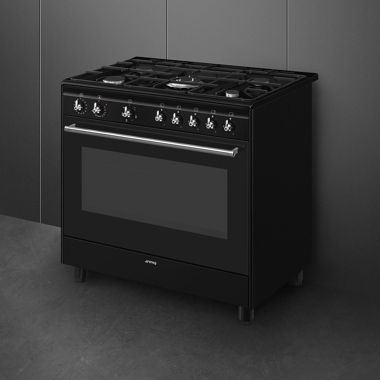 SMEG CX91GMBL cuisinière avec taque à gaz - 90cm